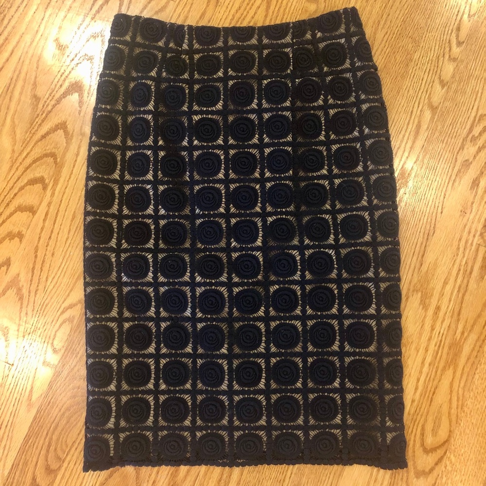 Robert Rodriguez pencil skirt, black rosette overlay to a neutral underskirt